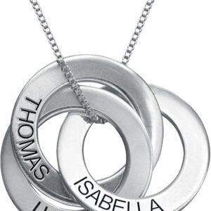 Personalized Russian Rings Necklace with Inscriptions